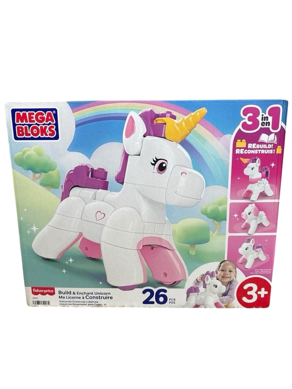 Mega Bloks Build & Enchant Unicorn Toy - White and Pink